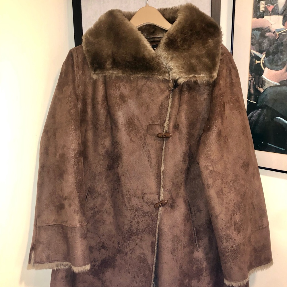 Jones New York Coat, size-1X.  Brown Faux Suede